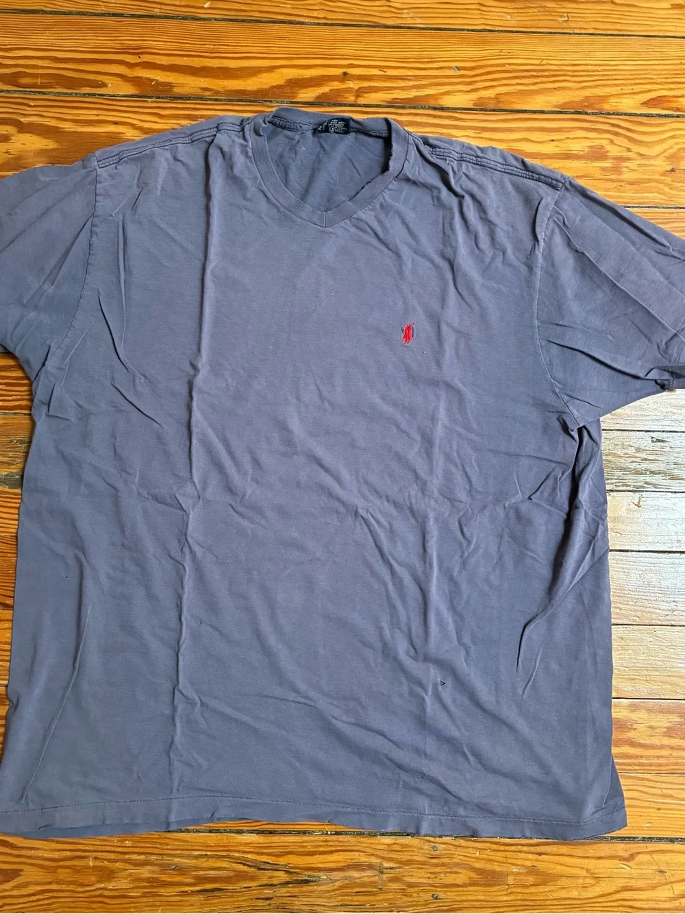 Polo by Ralph Lauren Slate Blue V-Neck Tee with Red Pony